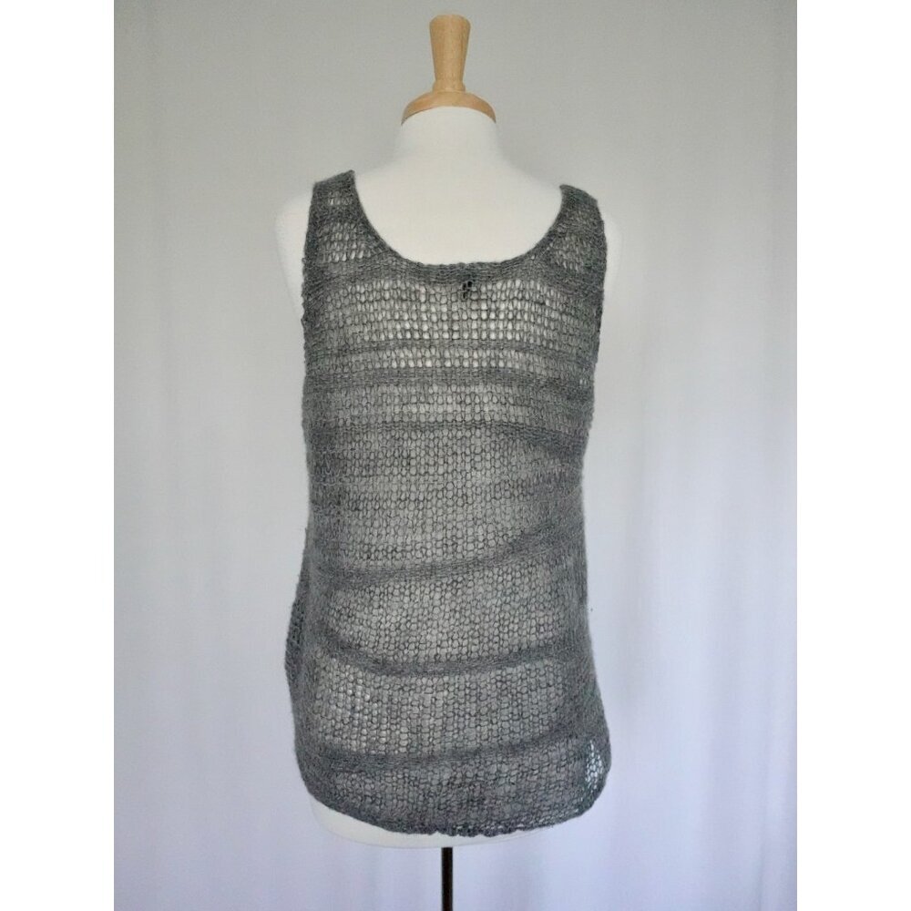 Eileen Fisher Alpaca Wool Blend Open-Knit Lightweight Layer Tank Top Gray Medium - Picture 3 of 5
